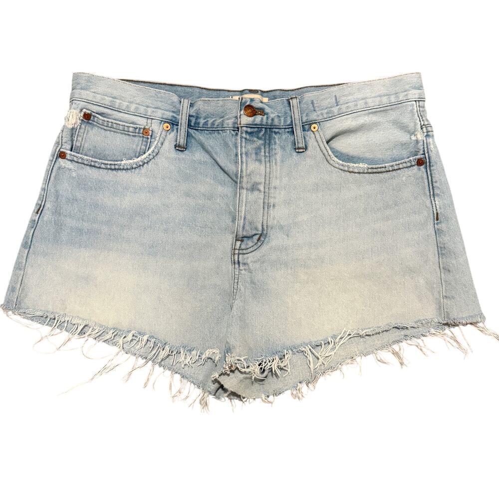 Madewell Relaxed Denim Shorts 31 Light Wash Frayed Hem Casual Y2K Summer Chic